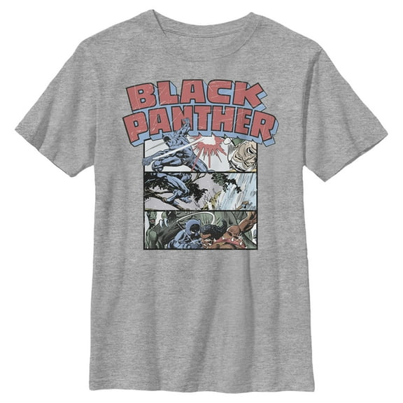 Boy's Marvel Black Panther Panels Graphic Tee Athletic Heather Large