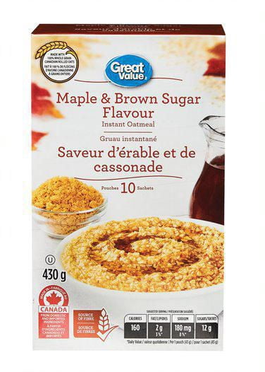 Great Value Maple and Brown Sugar Flavour Instant Oatmeal
