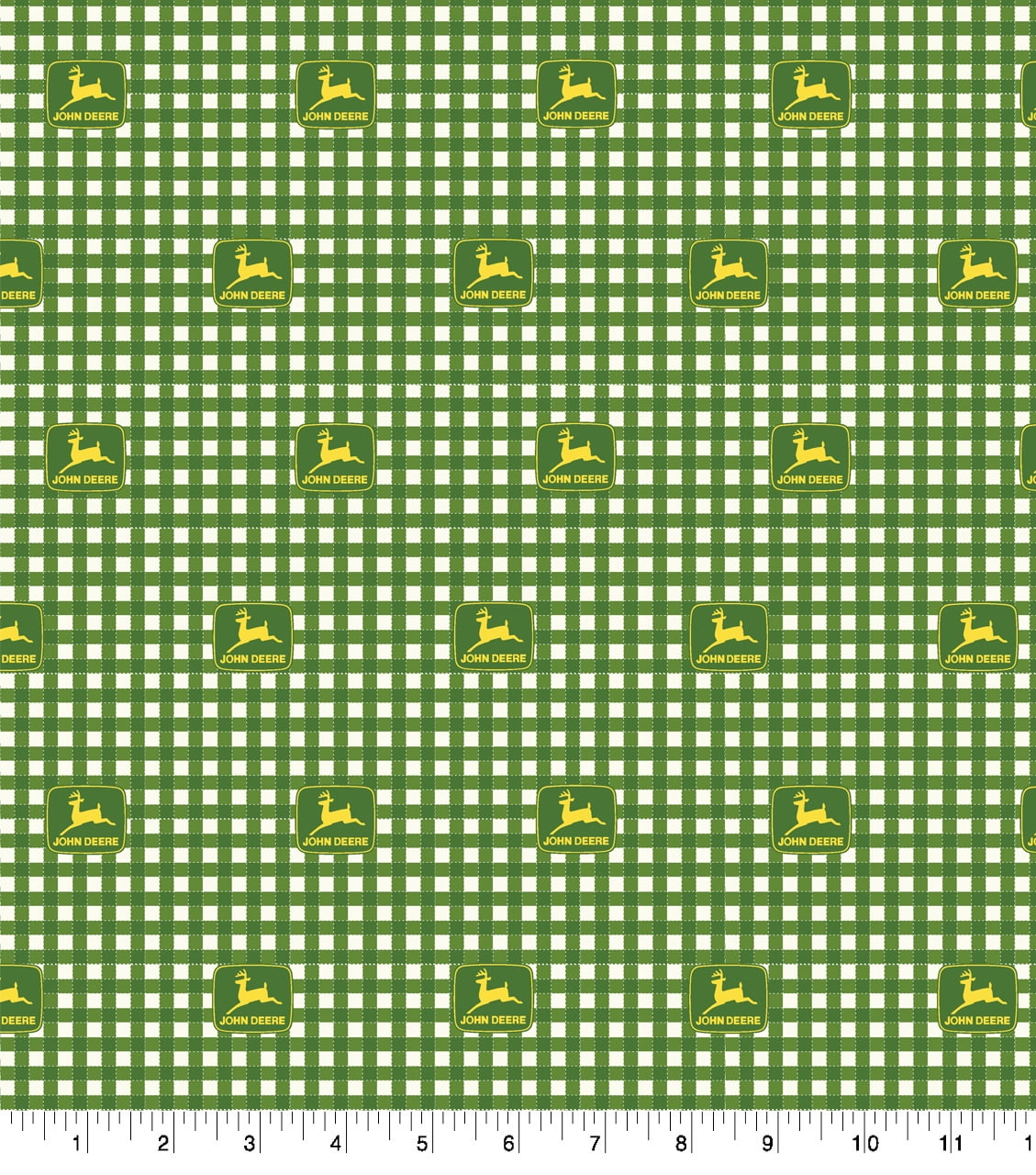 yellow green & black 39" wide cotton print flannel fabric John Deere 3/4 yd 