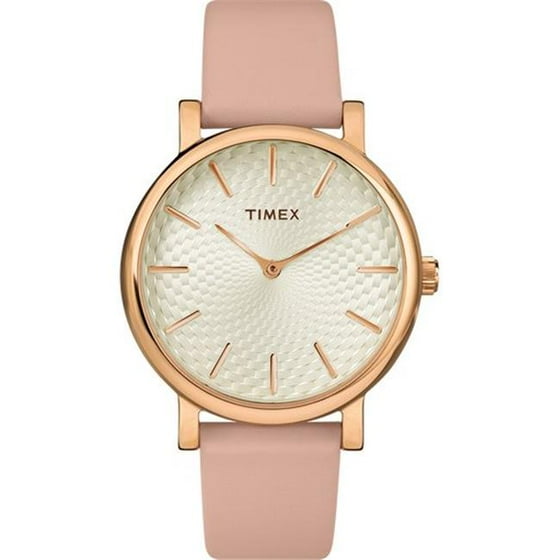 Women S Metropolitan 34mm Blush Rose Gold Tone Watch Leather Strap