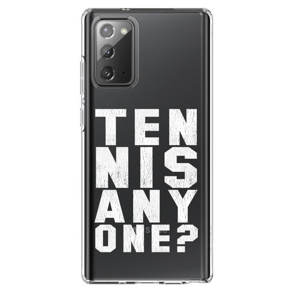 DistinctInk Clear Shockproof Hybrid Case for Samsung Galaxy Note 20 (6.7" Screen) - TPU Bumper Acrylic Back Tempered Glass Screen Protector - Tennis Anyone?