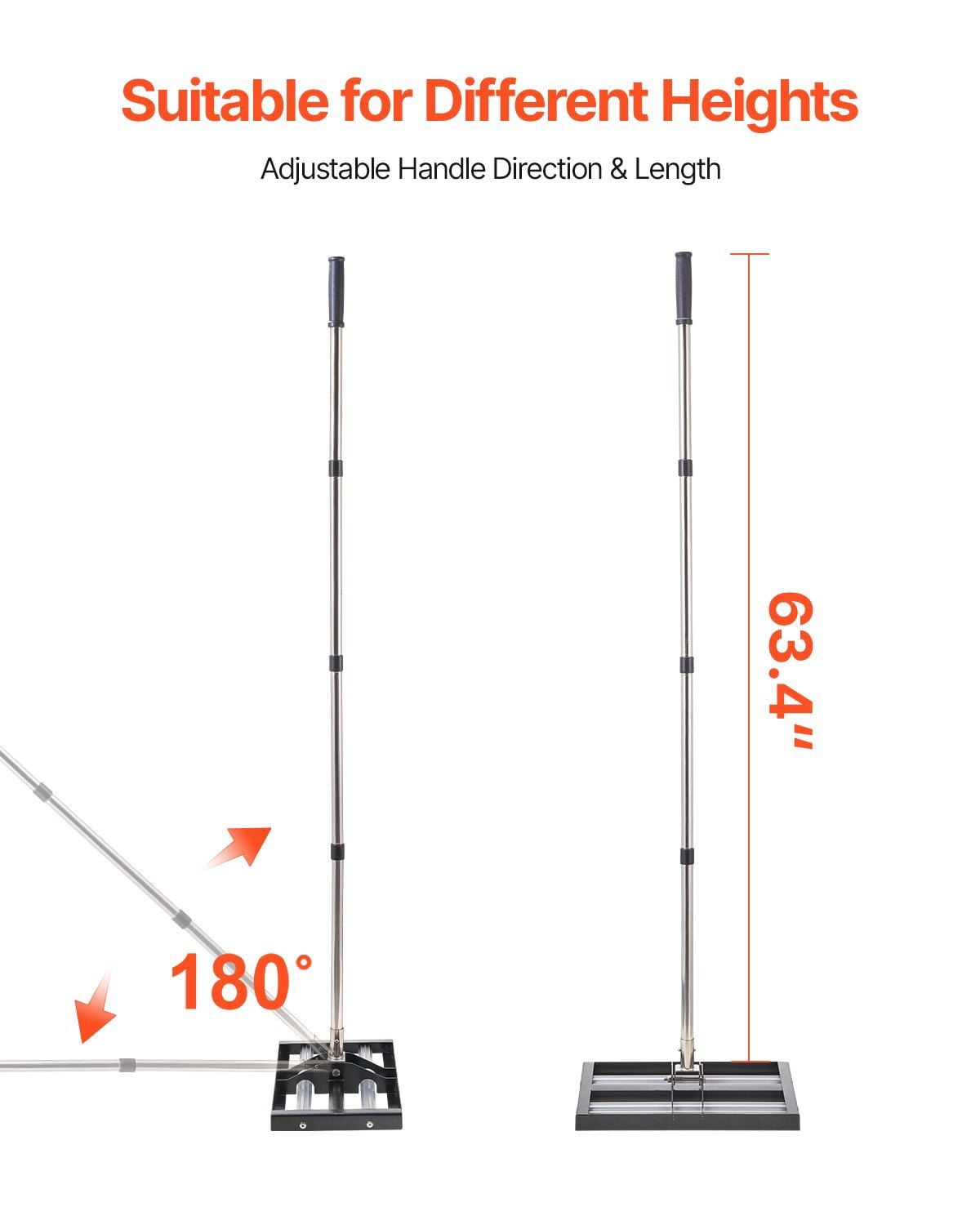 Updated Lawn Leveling Rake with Roller 17x10 Inch Stainless Steel Lawn Leveler 63.4 Inch Adjustable Handle Heavy Duty Yard Leveling Rake Effort Saving Lawn Leveling Tool for Yard Golf Court