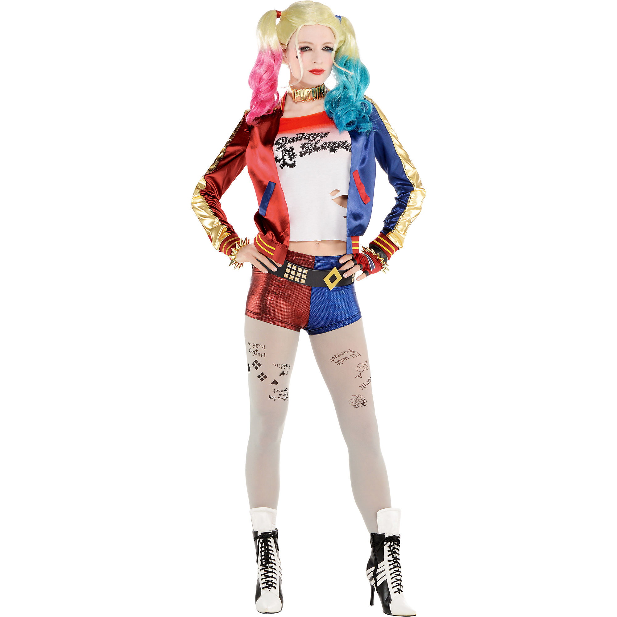 Womens Halloween Suicide Squad Harley Quin Daddys Lil Hot Pant Shorts Knickers 