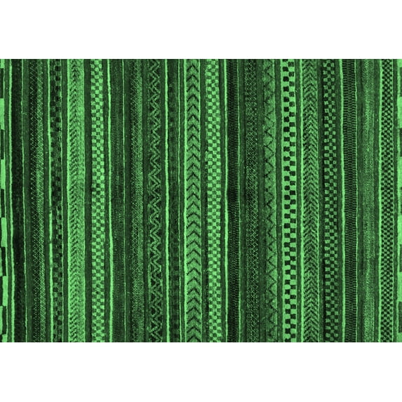 Ahgly Company Indoor Rectangle Oriental Emerald Green Modern Area Rugs, 5' x 7'