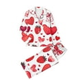 thumbnail image 2 of RKSTN Women's Valentines Pajama Sets Plus Size Notch Collar Button Down Valentine's Day Print T Shirt Top and Pjs Pant 2 Piece Matching Set Casual Lapel Sleepwear Shirt Pjs Loungewear Two Piece Set, 2 of 6