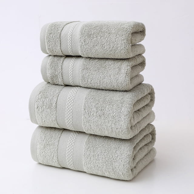 Juego de 4 toallas de baño gruesas, suaves y absorbentes, ideal para el hogar y el baño.