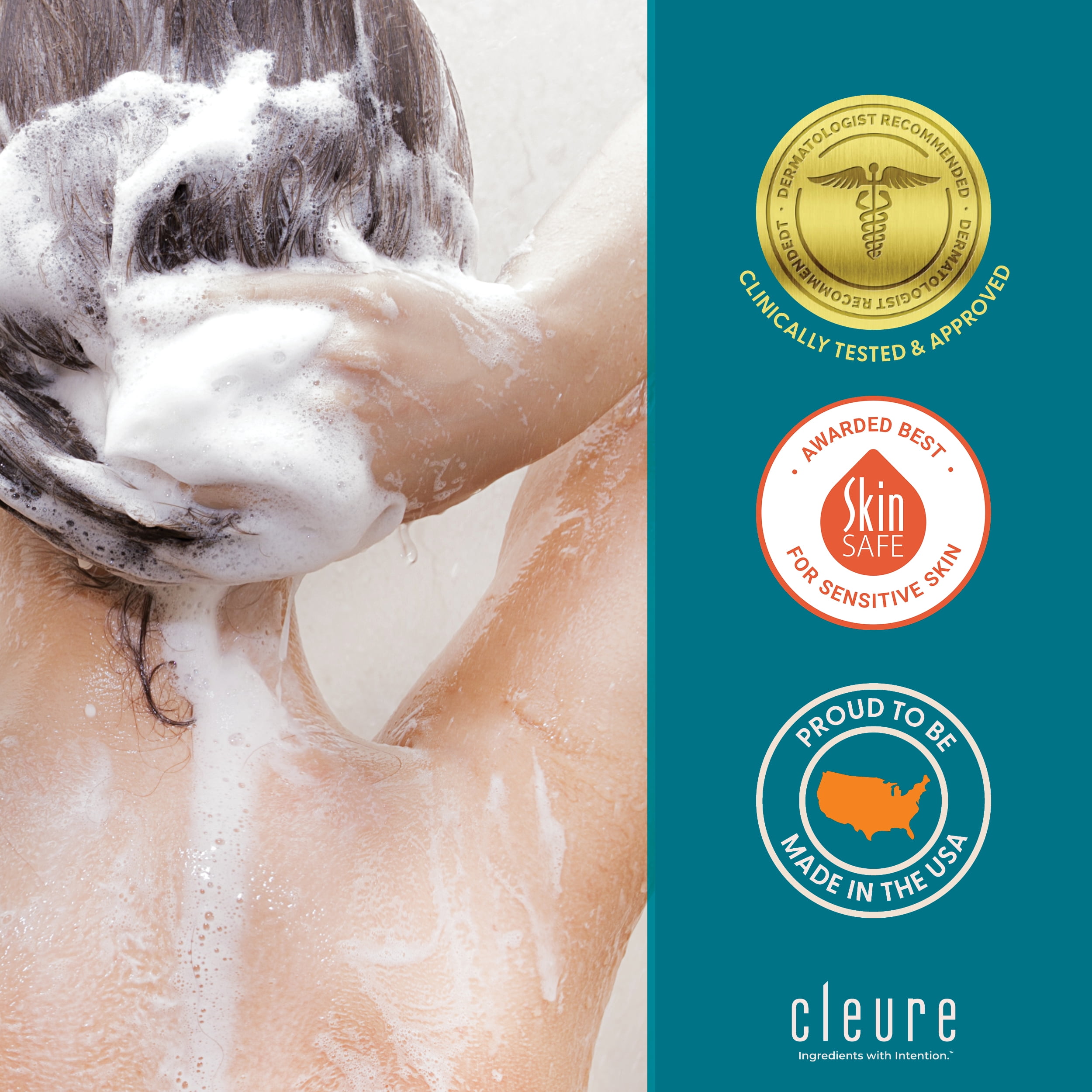 Cleure Fragrance-Free Shower Set – Hypoallergenic Face & Body Wash, Shampoo & Conditioner for Sensitive Skin, 3-Pack (12 fl oz Each)