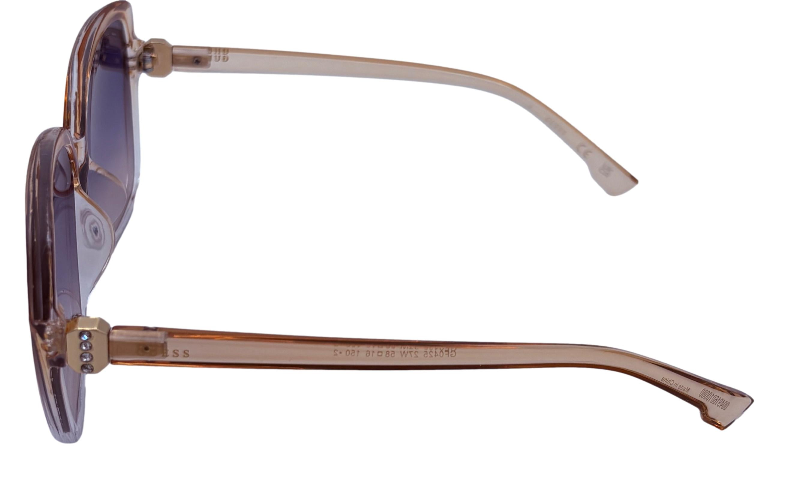 Guess Sunglass Womens Crystal Beige Oversized Square Plastic, GF0425 27W
