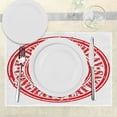 thumbnail image 3 of Ambesonne 80th Birthday Place Mats Set of 4, Happy Birthday Stamp, Standard Size, White Red, 3 of 6