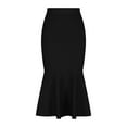 thumbnail image 5 of Ndbuld Womens Skirt Elastic High Waist Long Maxi Skirt Ladies' Solid Color French Fishtail Skirt Fashionable High Waist Mid Length Knitted Hip Hugging Skirt,Black, 5 of 6