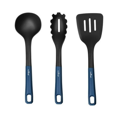 Kitchen Cooking Utensils Set - Nylon Cooking Utensils Set  Includes Soup Ladle  Pasta Fork  and Spatula  Works with Models: NCCW14SBLU & NCCW20SBLU - NutriChef NCCW14SBLUUTENS