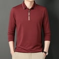 thumbnail image 7 of Autumn Men's Long Sleeve Polo Neckline Vertical Stripe Polo Shirt, 7 of 7