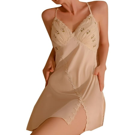 CZSCPDAW Lingerie For Women Sexy Lace Plus Size Underwear Pajamas Women Sexy Lingerie Teddy Bodysuit Satin Floral Chest Pad Suspender Women s Deep V Backless Satin Nightdress Sexy Nightdress