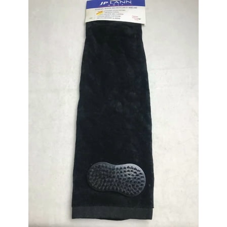 Jp Lann Tri Fold Golf Towel With Removable Brush & Bag Clip 21" X 16" Black New