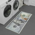 thumbnail image 2 of Ottomanson Machine Washable 100 Dollar Bill Non-Slip Rubberback 20x53 Money Rug, 20" x 53", Blue/Multicolor, 2 of 9