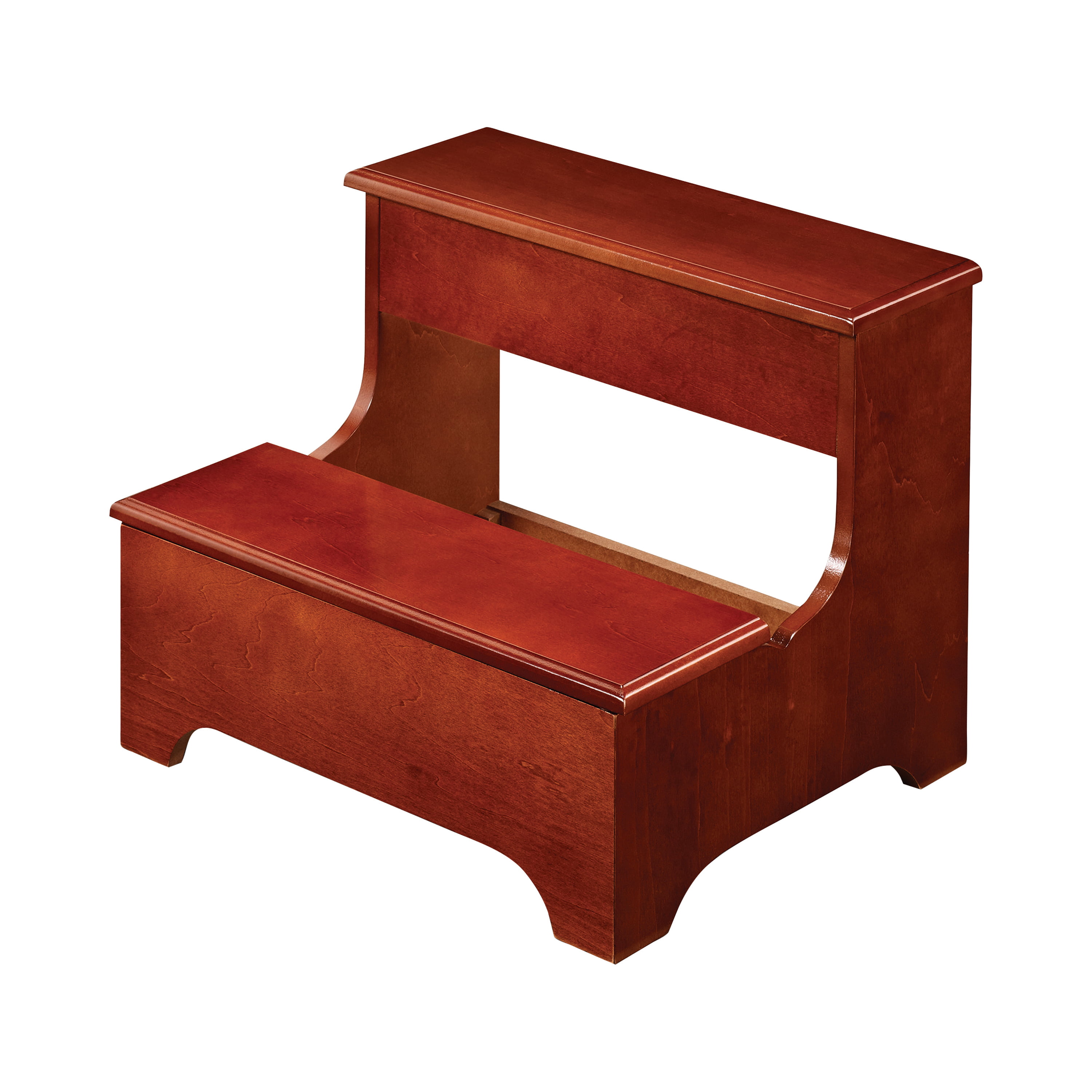 Free Shipping Kings Brand Dark Cherry Finish Wood Bedroom Step Stool With Sto.. 