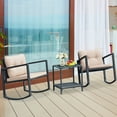 thumbnail image 5 of Costway 3PC Patio Rattan Conversation Set Rocking Chair Cushioned Sofa Outdoor Furniture, 5 of 11