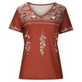 thumbnail image 4 of Tops Para Mujer Blusa Casual Elegante Camiseta de Manga Corta Con Estampado de Cuello en V Causal de Moda Odeerbi ODB161413, 4 of 8