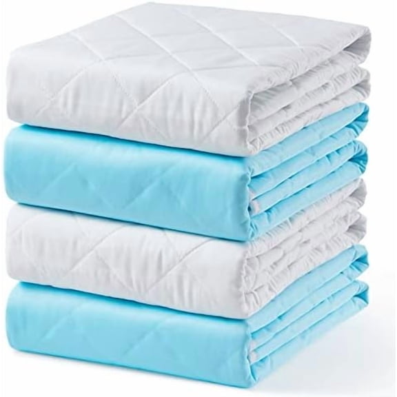 Washable Waterproof Incontinence Bed Pads - 24"x36"(4Pack) - Heavy Absorbency Reusable Underpads for Adults, Elderly and Kids - Slip Resistant Mattress Protector