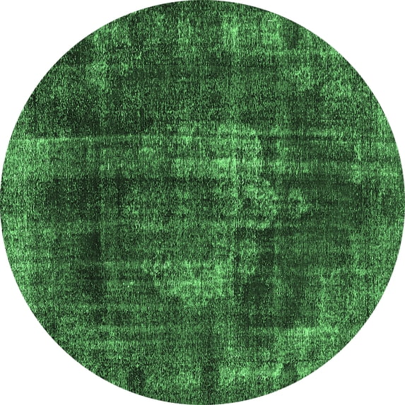 Ahgly Company Indoor Round Oriental Emerald Green Industrial Area Rugs, 4' Round