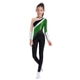 thumbnail image 2 of vastwit Girls Kids Metallic Bodysuit Color Block Gymnastics Leotard Figure Skating Jumpsuit Full Body Dance Unitard Green 12, 2 of 6