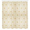 thumbnail image 3 of Floral Shower Curtain, Ornamental Pattern with Tiny Flowers and Dotted Curves Abstract Nature, Fabric Bathroom Set with Hooks, 69W X 84L Inches Extra Long, Earth Yellow and Beige, by Ambesonne, 3 of 3