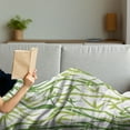 thumbnail image 3 of Leaves Soft Flannel Fleece Throw Blanket, Cartoon Style Bamboo Sticks Pattern in Nature Colors Leaves East, Cozy Plush for Indoor and Outdoor Use, 50" x 70", Green and Pale Green, by Ambesonne, 3 of 5