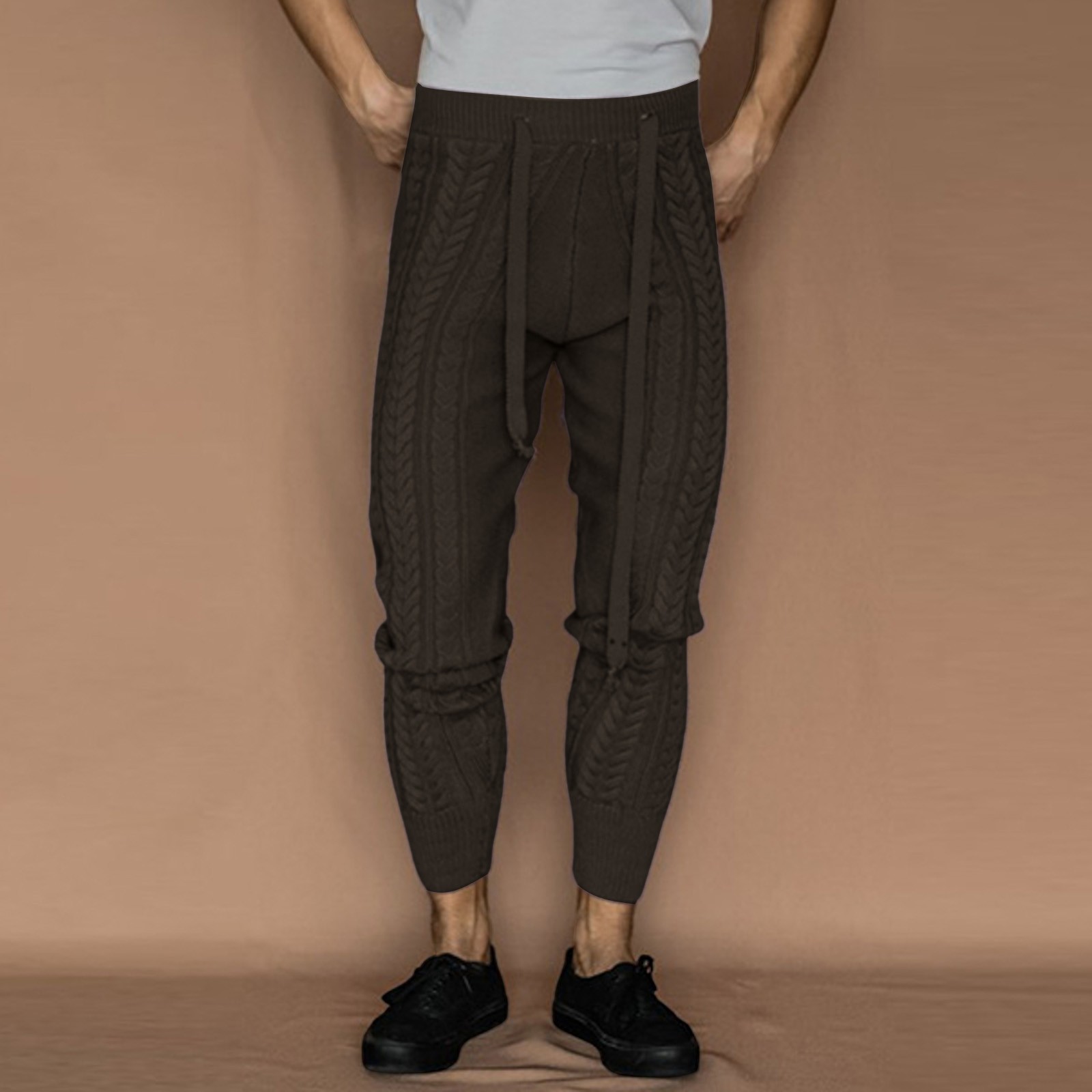 BRACKETS Knitted Trousers- Blue Blue Men Trousers