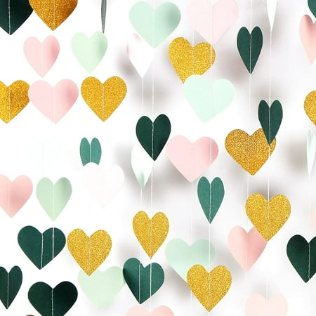 

4PCS Paper Garland - 52ft Glitter Hanging Streamer Banner Graduation Mothers Valentines Day Decor Wedding Baby Shower Birthday Backdrop Bunting Lasting Surprise