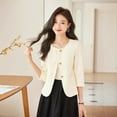 thumbnail image 4 of Stylish Summer Short Jacket For Women, Lightweight Blazer For Petite Figures, Chic And Elegant Beige Top, Perfect For Every Occasion, Trendy Look, 4 of 9