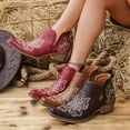 thumbnail image 5 of SACFOF Women's Cowboy Cowgirl Western Ankle Boots Floral Embroidered Stitched V Cut Snip Toe Classic Country Booties, 5 of 6