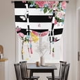 thumbnail image 3 of Pink Flowers Balloon Curtains for Windows, Bedroom Curtains 54 Inch Length, Spring Floral Butterflies Black White Striped Farmhouse Tie Up Curtains Panels Insulated Bathroom Curtains Window 42"x54", 3 of 8