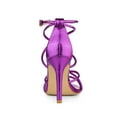 thumbnail image 2 of BLISSFUL STEP Women's Open Toe Strappy Straps Prom Stiletto Heels Sandals Purple 7, 2 of 7
