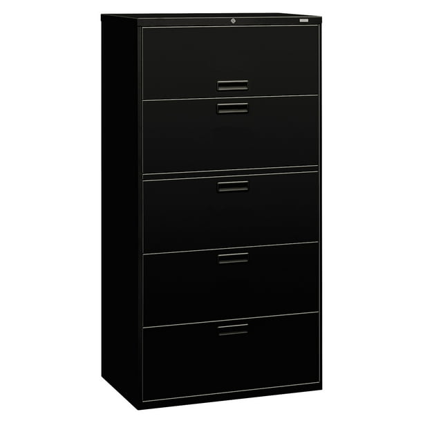 HON 5 Drawers Lateral Lockable Filing Cabinet, Black - Walmart.com