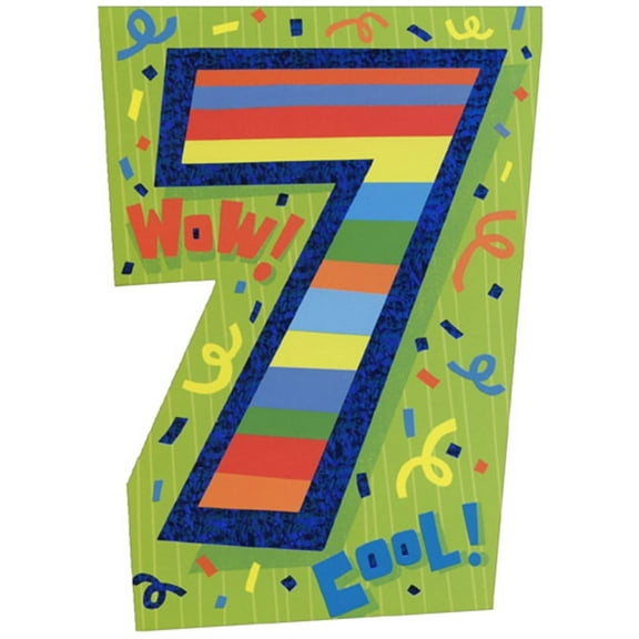 Paper House Productions Wow Cool Seven Die Cut Foil Age 7 / 7th Birthday Card