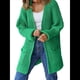 thumbnail image 3 of Suéter de Larga para Mujer, Abrigo Holgado de Punto , Cárdigan Abierto, Abrigo con Bolsillos. Verde XL, 3 of 7