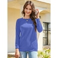 thumbnail image 5 of JYLFC Women Casual Long Sleeve Shirts with Pockets Crew Neck Sweatshirt with Pockets Loose Soft Lightweight Tunic Tops Royal Blue XL, 5 of 7