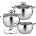 thumbnail image 1 of Juego de utensilios de cocina con olla de inducción de cocina de acero inoxidable clásico Daniks | 6 piezas | Ollas aptas para lavavajillas con tapa | 2 cuartos + 3 cuartos + 4 cuartos | Escala de med, 1 of 5