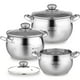 thumbnail image 1 of Juego de utensilios de cocina con olla de inducción de cocina de acero inoxidable clásico Daniks | 6 piezas | Ollas aptas para lavavajillas con tapa | 2 cuartos + 3 cuartos + 4 cuartos | Escala de med, 1 of 5