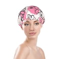 thumbnail image 3 of YFYANG Women's Double Waterproof Shower Cap, Pastel Flower Geometry Reusable Hair Cap for All Hair Styles and Head Sizes, 3 of 9