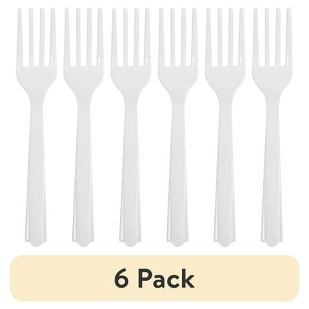 (6 pack) Disposable Plastic Forks White 24 Count by Way To Celebrate (6 pack) Disposable Plastic Forks White 24 Count by Way To Celebrate