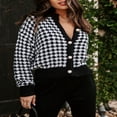 thumbnail image 4 of Cardigan Sweaters for Women Plaid Lightweight Cardigan V Neck Button Down Cardigan Long Sleeve Cable Knit Oversized Sweaters Tops, 4 of 6
