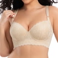 thumbnail image 6 of Gkeoshab Women's Bras Women's Thin Cup Lace Underwire Bra Side Control & Shaping Full Coverage Minimizer Bralette Beige A, 6 of 8