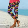 thumbnail image 2 of BiZtdJrK Women's High Waist Cropped Leggings Milk Silk Soft Butt Lifting Yoga Capri Pants Novelty Graphic Print Legging Bottoms 2024 Halloween Costumes Sales Today Clearance, 2 of 5