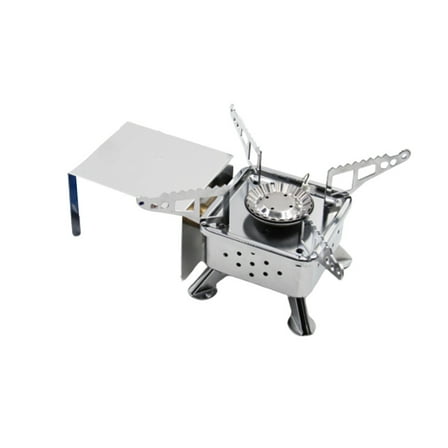 Raindrops Mini Camping Stoves Cooker Folding Outdoor Gas Cooker Stove Portable Cooking Picnic Stoves Cooker with Damper (Silver)