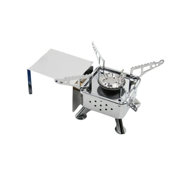 Raindrops Mini Camping Stoves Cooker Folding Outdoor Gas Cooker Stove Portable Cooking Picnic Stoves Cooker with Damper (Silver)