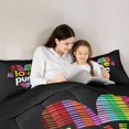 thumbnail image 4 of Manfei Kawaii Rainbow King Size Comforter Sets, Graffiti Color Blocks Comforters King Size, Black Purple, Black Reversible, 3-Piece, 1 Comforter and 2 Pillowcases, 4 of 7