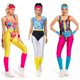 thumbnail image 2 of Disfraz de hippie de los años 80 para mujer adulta, disfraz de fantasía disco, conjunto de 6 piezas, ropa deportiva retro, disfraz de fantasía para Halloween, 2 of 5