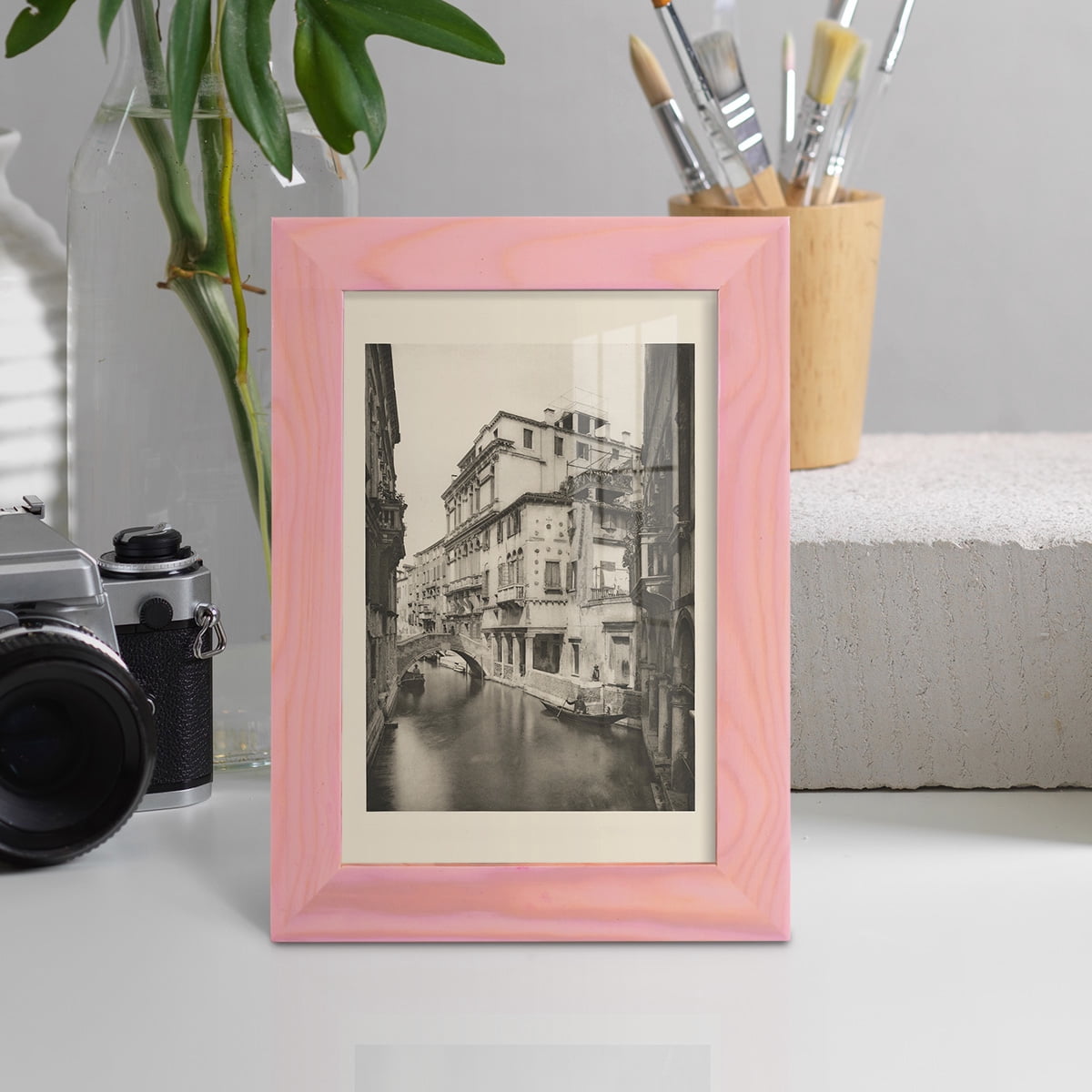 Vintage Views of Venice VI - Framed Print w/glass - Sunset Pink