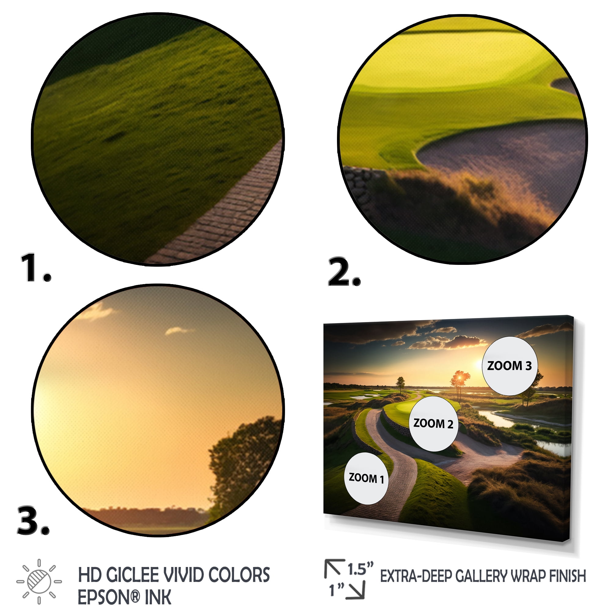 Designart Golf Course At Sunset III Canvas Wall Art